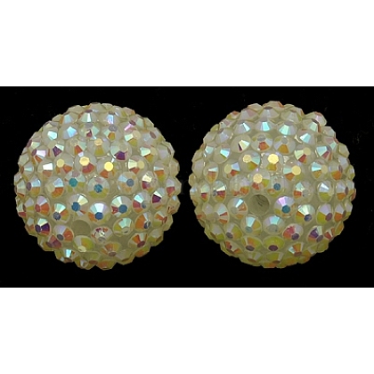 Chunky Resin Rhinestone Bubblegum Ball Beads UK-CLAY-G009-2-1