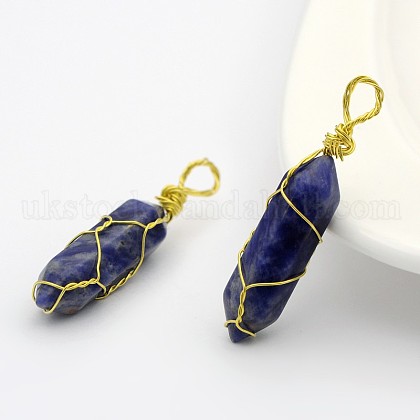 Bullet Natural Sodalite Double Terminated Pointed Pendants&nbsp;UK-G-M225-05G-1