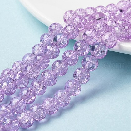 Spray Painted Crackle Glass Beads Strands UK-CCG-Q002-8mm-04-1