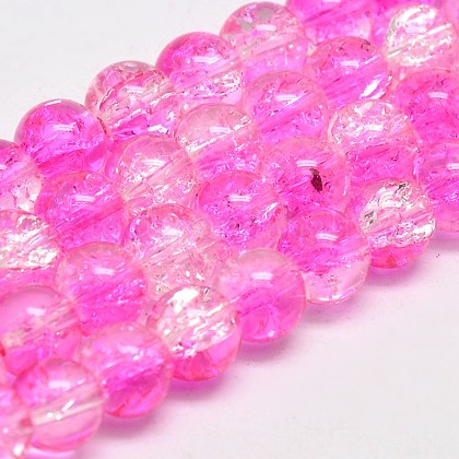 Two Tone Crackle Glass Beads Strands UK-GLAA-F034-6mm-07-K-1