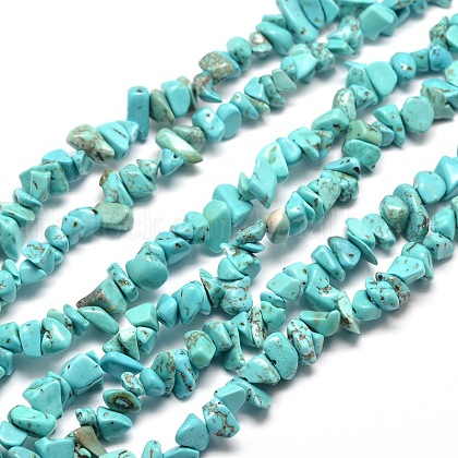 Synthetic Turquoise Chip Bead Strands UK-G-M205-77-1