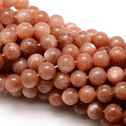 Grade AAA Natural Gemstone Sunstone Round Beads Strands UK-G-E251-34-8mm-1