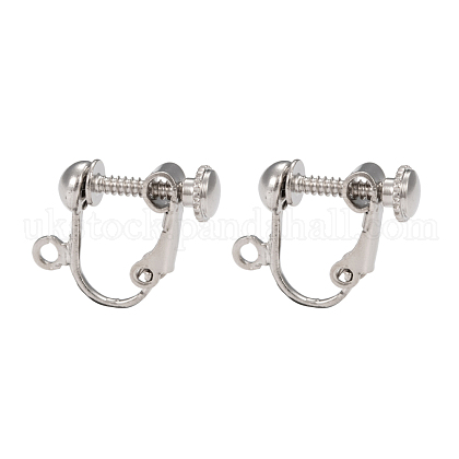 Brass Clip-on Earring Findingsfor non-pierced Ears UK-X-EC143-NF-1