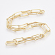 Brass Flat Oval Paperclip Chain Necklace Making UK-MAK-S072-07A-G-2