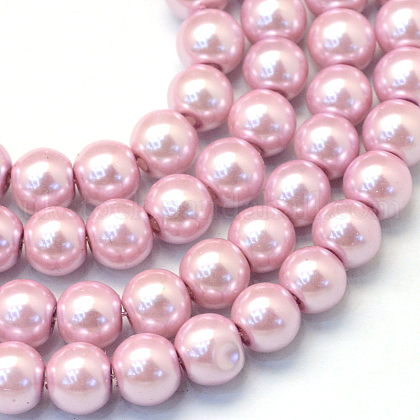 Baking Painted Pearlized Glass Pearl Round Bead Strands UK-HY-Q330-8mm-47-1
