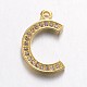 Brass Micro Pave Cubic Zirconia Letter C Pendants UK-STER-M096-C-M-FF-K-2