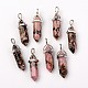 Natural Rhodonite Double Terminated Pointed Pendants UK-G-F295-05D-1