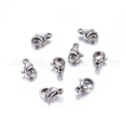 304 Stainless Steel Lobster Claw Clasps Jewelry Making Findings UK-STAS-AB10-1-1