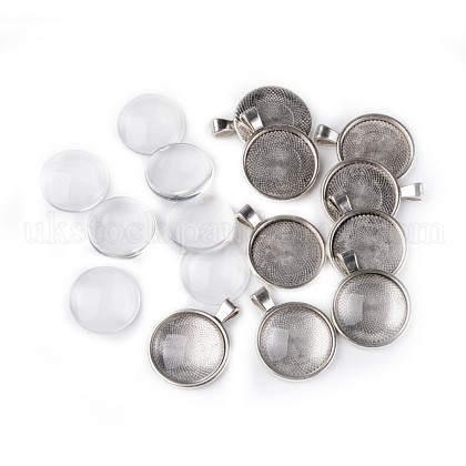 PandaHall Elite 25mm Transparent Clear Domed Glass Cabochon Cover for Alloy Photo Pendant Making UK-TIBEP-PH0004-20AS-1