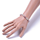 Natural White Moonstone & Strawberry Quartz Chip Stretch Bracelets UK-BJEW-JB04490-05-3