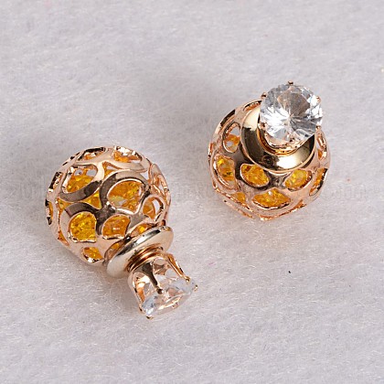 Golden Plated Alloy Ball Ear studs UK-EJEW-L118-01G-K-1