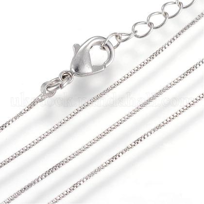 Real Platinum Plated Brass Box Chains Necklaces UK-MAK-R014-P-1