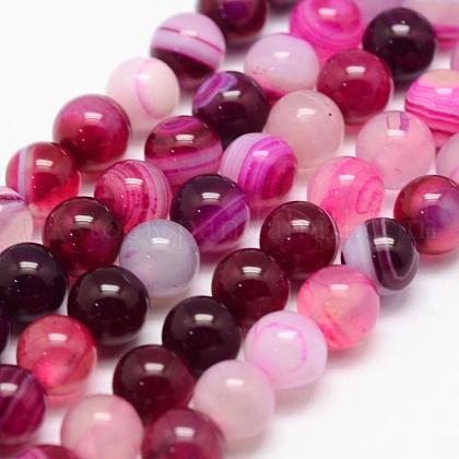Natural Striped Agate/Banded Agate Bead Strands UK-G-K155-A-6mm-02-1