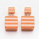 Chic Girl's Striped Resin Double Sided Cube Ear Studs UK-EJEW-X0005-2