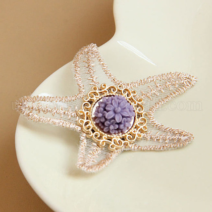 Starfish/Sea Stars Lace Brooches UK-X-JEWB-N0001-038-1