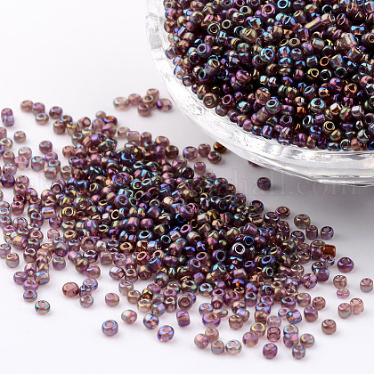 Round Trans. Colors Rainbow Glass Seed Beads UK-X-SEED-A007-2mm-176-1