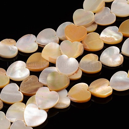 Heart Sea Shell Bead Strands UK-SSHEL-R020-10mm-02-K-1