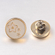 Flat Round with Flower 1-Hole Plating Acrylic Enamel Shank Buttons UK-BUTT-M016-46G-16L-K-1