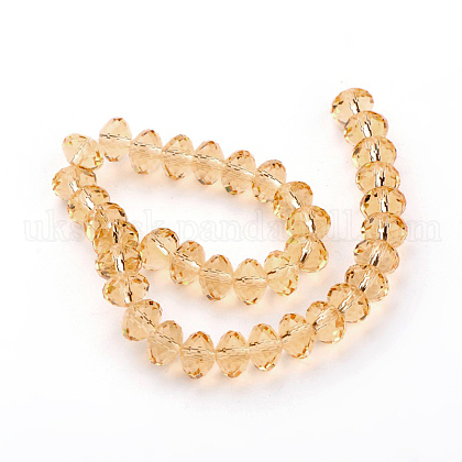 Faceted Rondelle Imitation Austrian Crystal Glass Bead Strands UK-G-PH0009-28-6x4mm-1