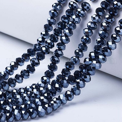 Electroplate Glass Beads Strands UK-EGLA-A034-P8mm-A18-1