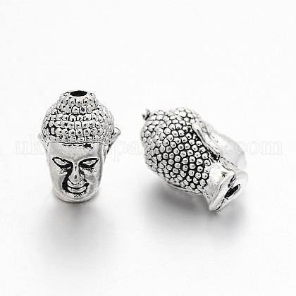 Alloy 3D Buddha Head Beads UK-PALLOY-G052-AS-1