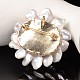 Flower Natural Pearl Brass Safety Brooches/Pendants UK-JEWB-L006-12-K-2