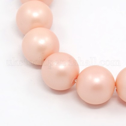 Round Shell Pearl Frosted Beads Strands UK-BSHE-I002-6mm-24-K-1