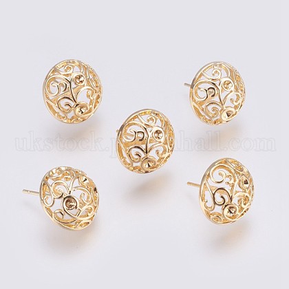 Brass Stud Earrings Settings UK-KK-I622-40G-NF-1