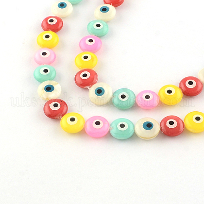 Evil Eye Freshwater Shell Beads Strands UK-SHEL-F001-37G-K-1
