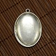 40x30mm Clear Oval Glass Cabochon Cover and Antique Silver Alloy Blank Pendant Cabochon Settings for DIY Portrait Pendant Making UK-DIY-X0154-AS-LF-2