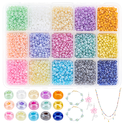 15 Colors Glass Seed Beads UK-SEED-PH0012-07-1