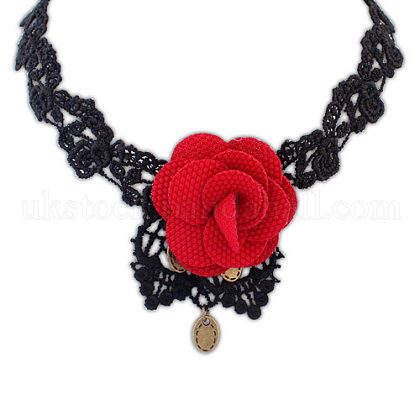 Retro Cloth Lace Short Gothic Flower Collar Necklaces UK-NJEW-JL082-04-K-1