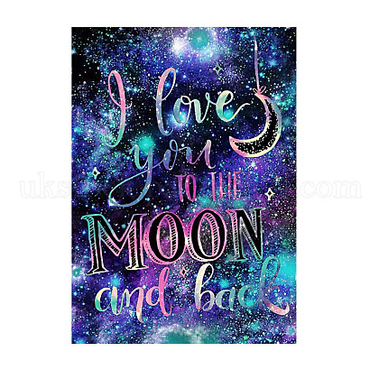DIY 5D Word I Love you TO THE MOON and back Canvas Diamond Painting Kits UK-DIY-C021-25-1
