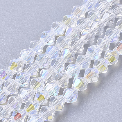 Electroplate Glass Beads Strands UK-EGLA-Q118-4mm-C17-1
