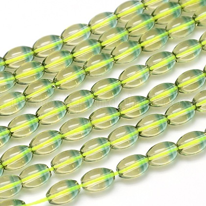 Oval Cultured Piezoelectric Green Yellow Quartz Beads Strands UK-G-I143-7x10-02S-AA-K-1
