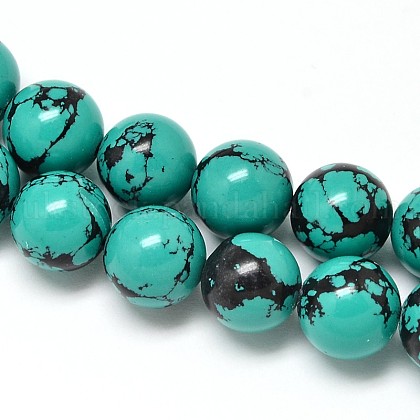 Synthetic Turquoise Beads Strands UK-G-N0139-03-10mm-K-1