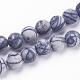 Natural Black Silk Stone/Netstone Beads Strands UK-G-F520-57-6mm-1