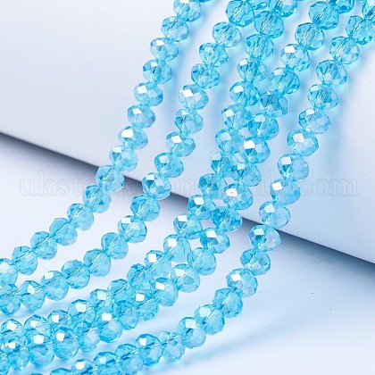 Electroplate Glass Beads Strands UK-EGLA-A034-T6mm-B14-1