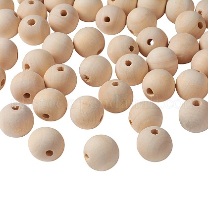 Unfinished Natural Wood Beads Spacer Craft Beads for DIY Macrame Rosary Jewelry UK-X-WOOD-S651-25mm-LF-1