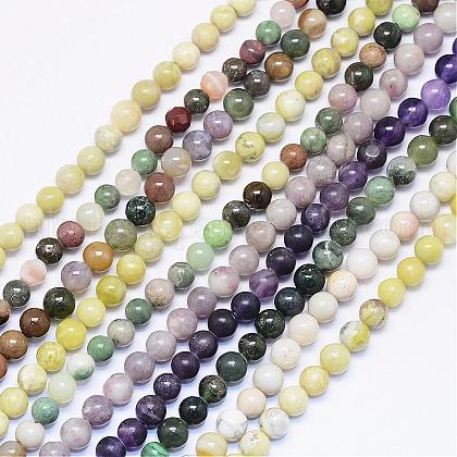 Natural Assorted Stone Round Bead Strands UK-G-F425-09-1
