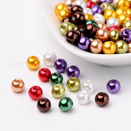 Luster Pearlized Glass Pearl Beads UK-HY-X006-6mm-09-1