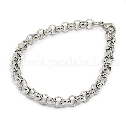 Fashionable 304 Stainless Steel Cable Chain Bracelets UK-STAS-A028-B085P-1
