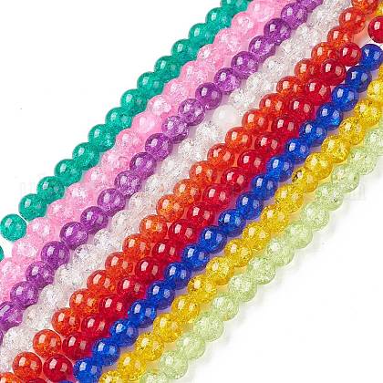 Crackle Glass Beads Strands UK-CCG-Q001-6mm-M-1