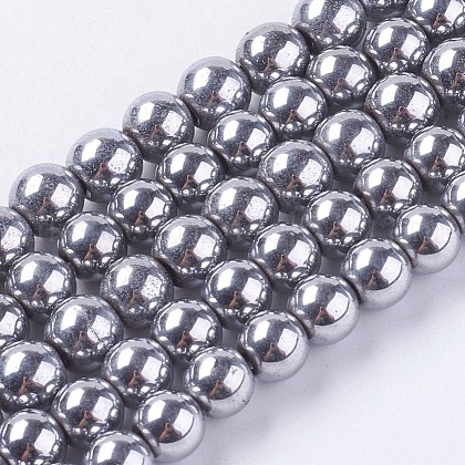 Synthetic Magnetic Hematite Beads Strands UK-G-H1097-1-1