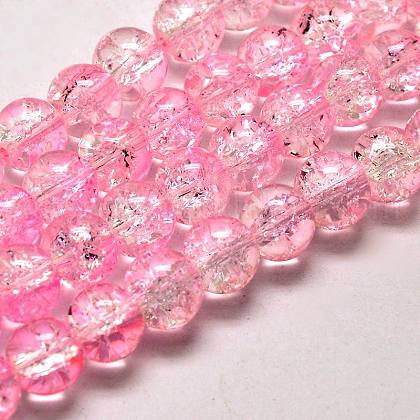 Two Tone Crackle Glass Round Bead Strands UK-GLAA-F034-6mm-04-1