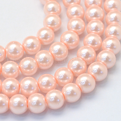 Baking Painted Pearlized Glass Pearl Round Bead Strands UK-HY-Q003-4mm-05-1