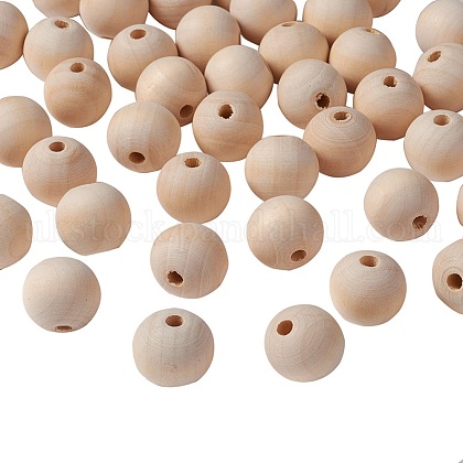 Natural Unfinished Wood Beads UK-WOOD-S651-20mm-LF-1