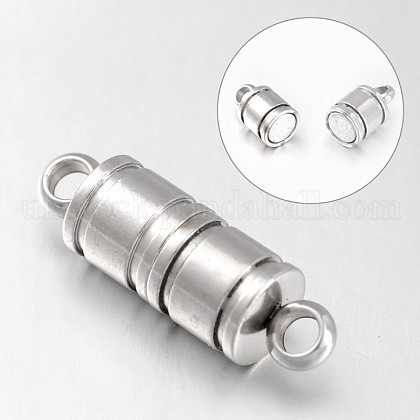 Column 304 Stainless Steel Magnetic Clasps with Loops UK-STAS-N057-36-1