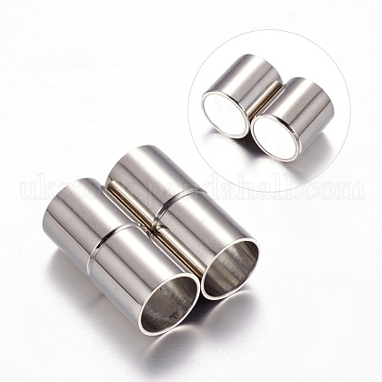 Column 304 Stainless Steel Magnetic Clasps with Glue-in Ends UK-STAS-I026-01-1