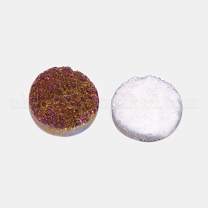 Electroplate Natural Druzy Crystal Cabochons UK-G-L047-10mm-07-1